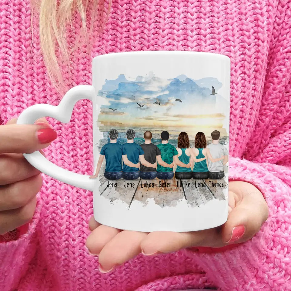 Personalisierte Tasse - Beste Freunde - 2 Frauen + 5 Männer