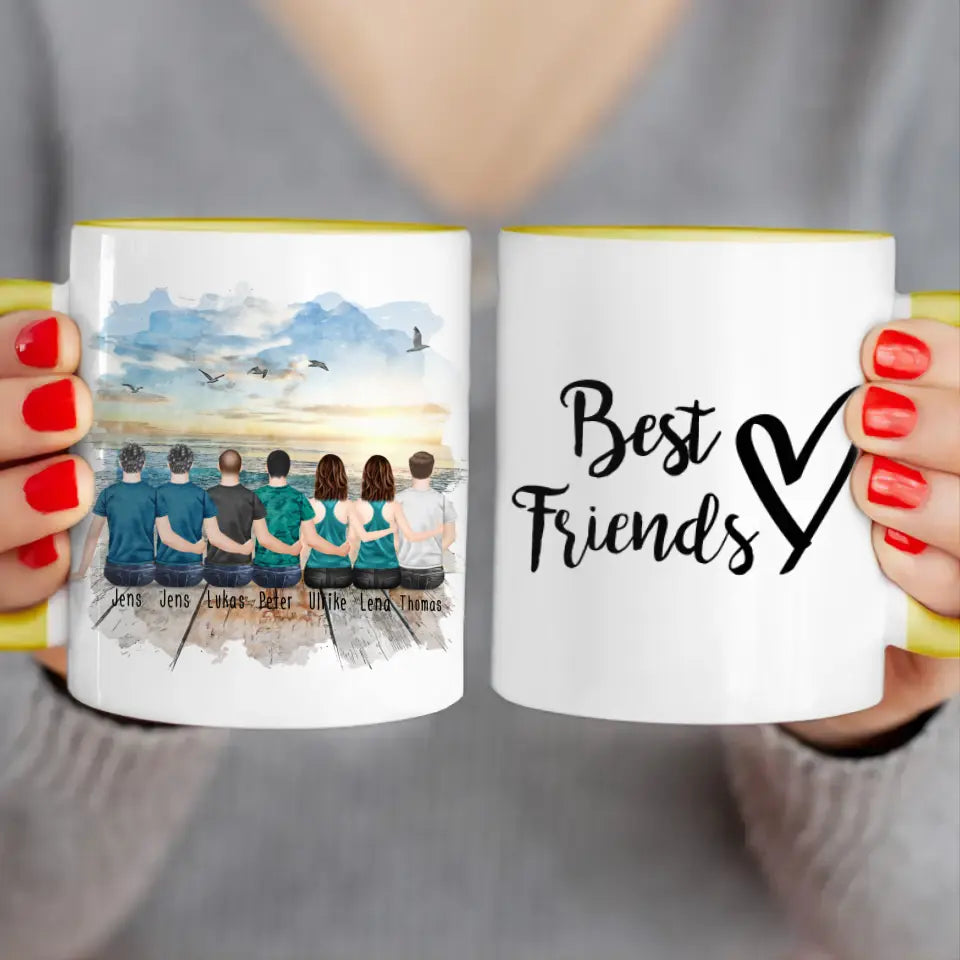 Personalisierte Tasse - Beste Freunde - 2 Frauen + 5 Männer