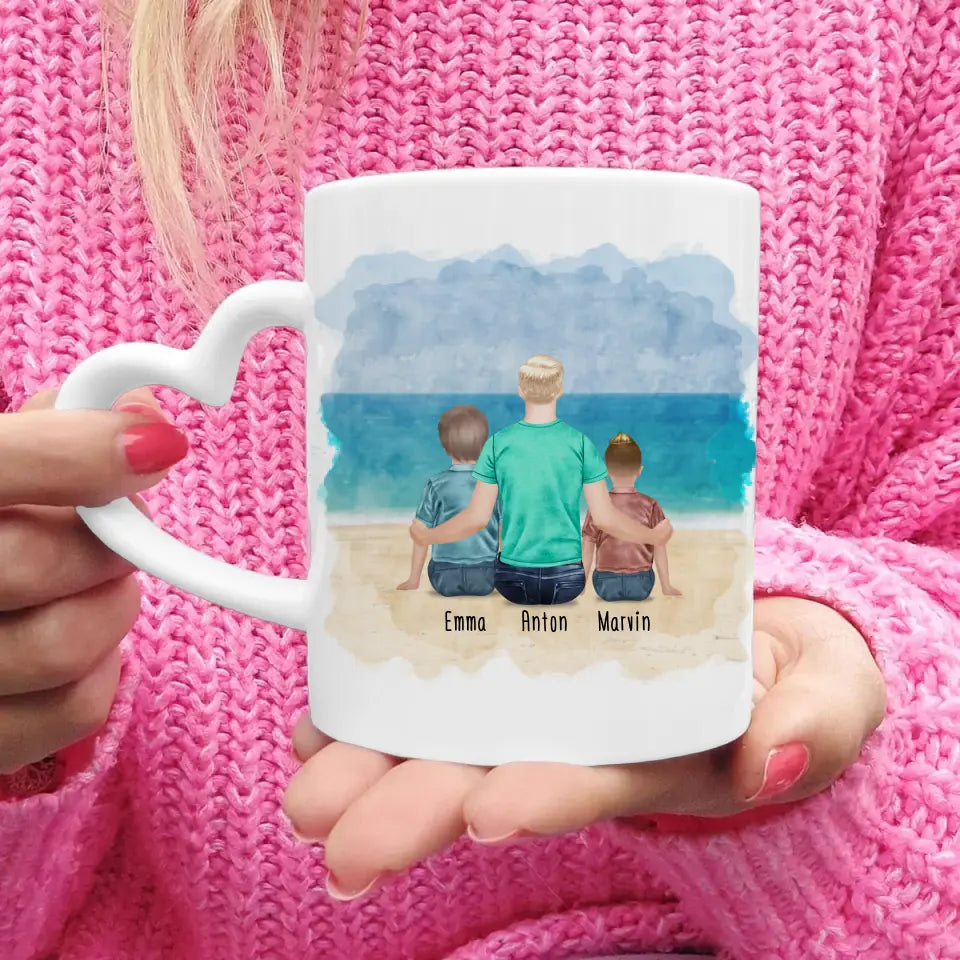 Personalisierte Tasse - 1 Teenager (m) + 1 Kind (m/w) + 1 Kleinkind (m/w)