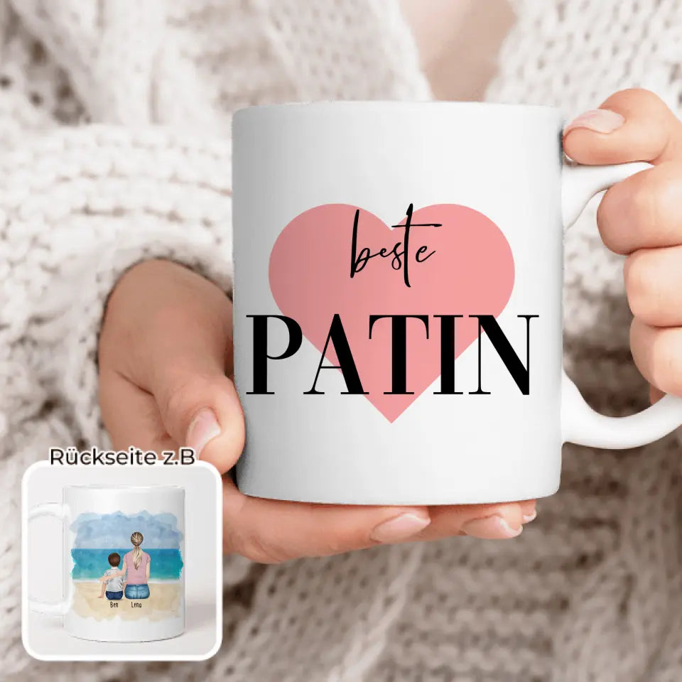 Personalisierte Tasse - Beste Patin (1 Kind/Baby + 1 Frau)