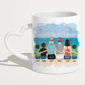 Personalisierte Tasse 2 Frauen + 1 Teenagerin + 3 Kinder