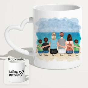 Personalisierte Tasse 2 Frauen + 1 Teenagerin + 3 Kinder