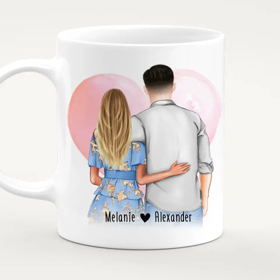 Personalisierte Tasse - Paar mit Kleid und Hemd (stehend) - Pärchen Tasse