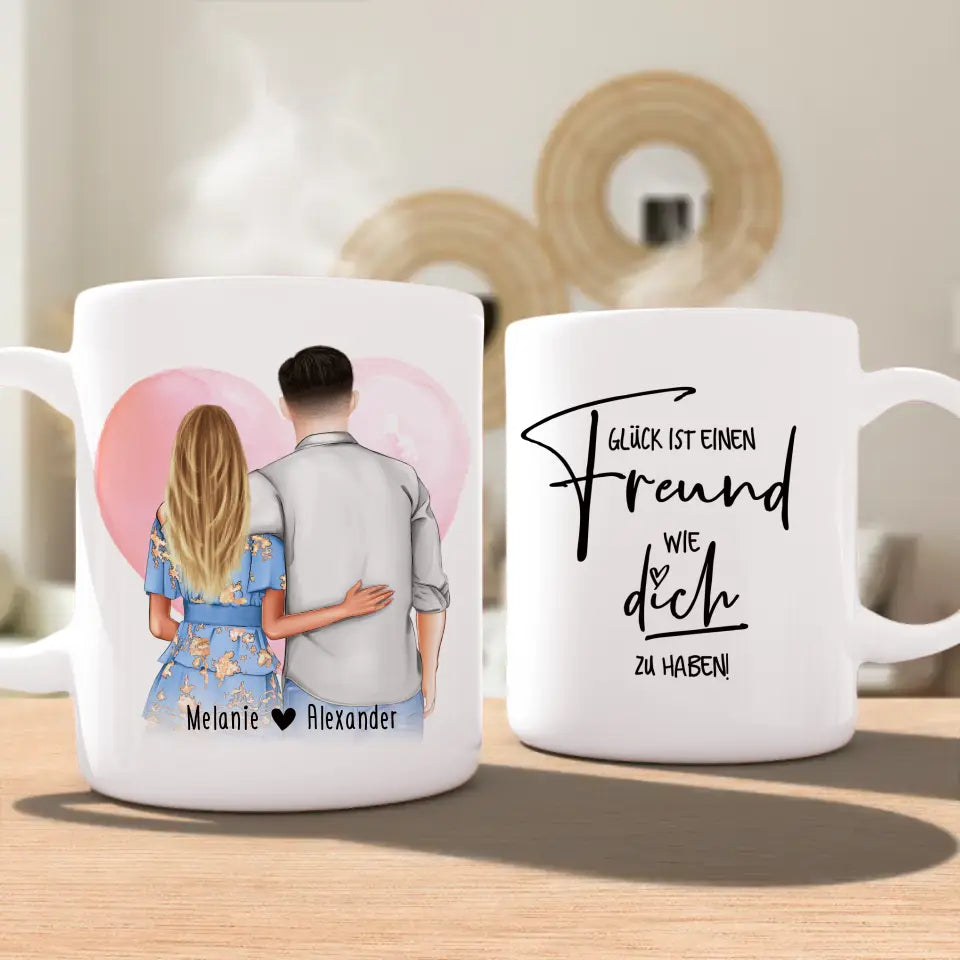 Personalisierte Tasse - Paar mit Kleid und Hemd (stehend) - Pärchen Tasse