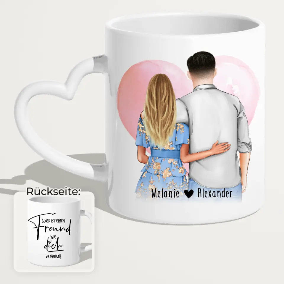 Personalisierte Tasse - Paar mit Kleid und Hemd (stehend) - Pärchen Tasse