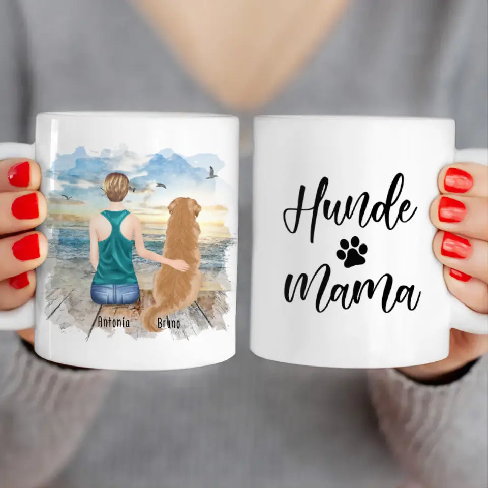 Personalisierte Tasse - 1 Frau + 1 Hund