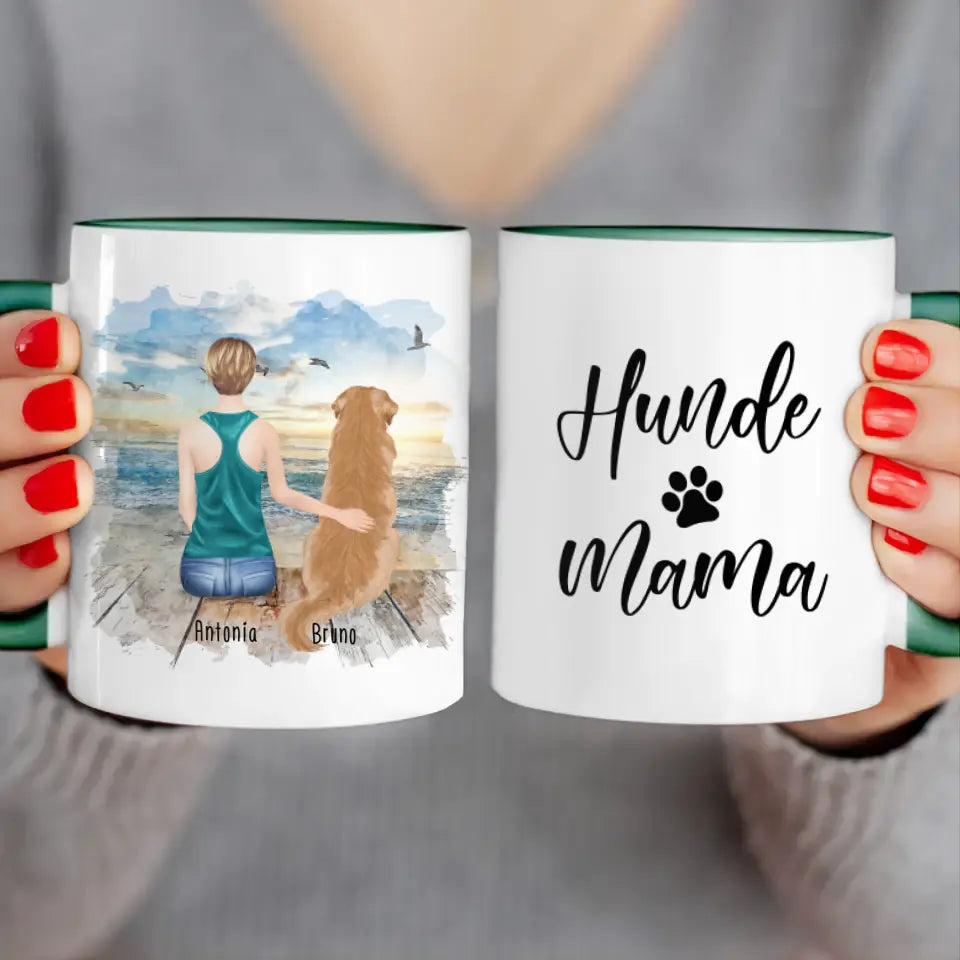 Personalisierte Tasse - 1 Frau + 1 Hund