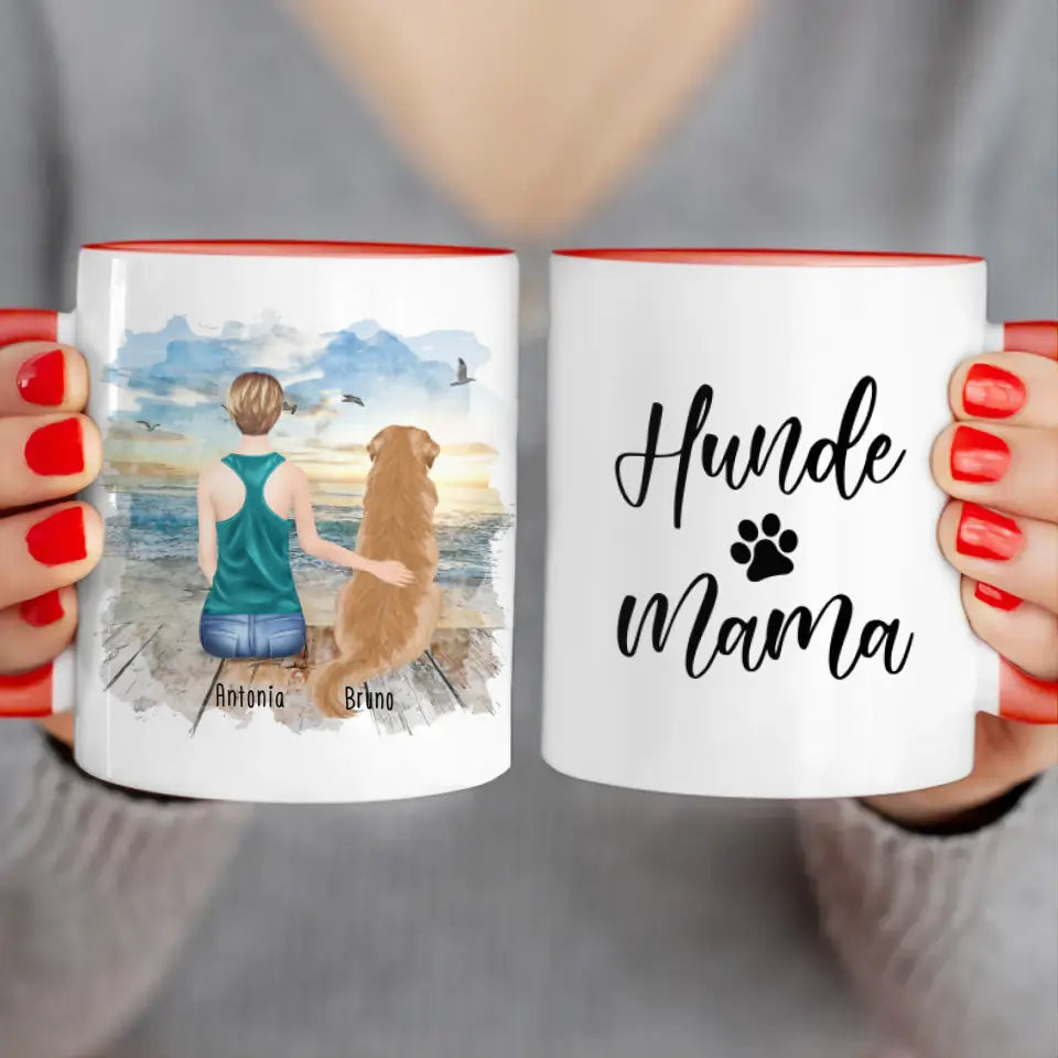 Personalisierte Tasse - 1 Frau + 1 Hund