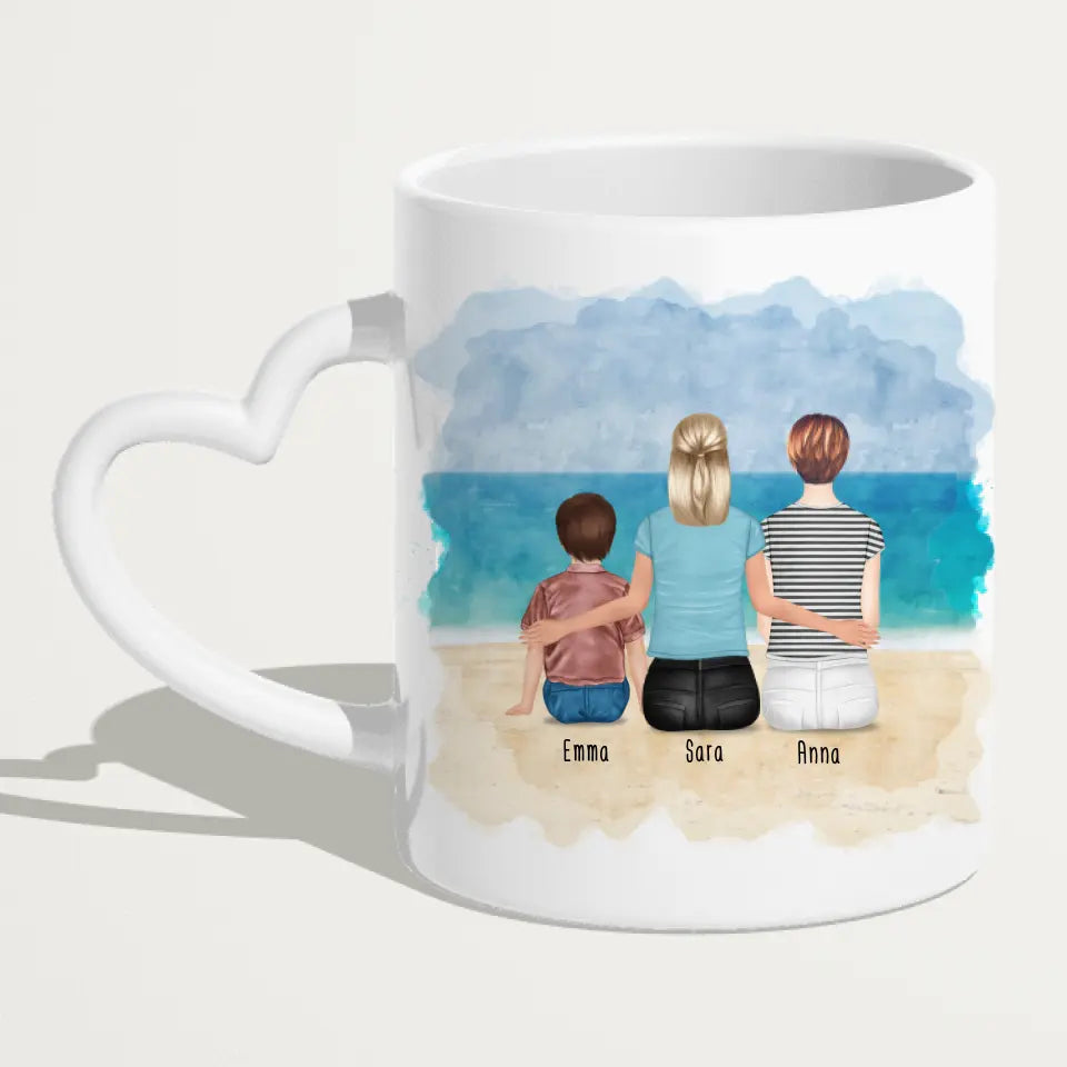 Personalisierte Tasse 2 Frauen + 1 Kind