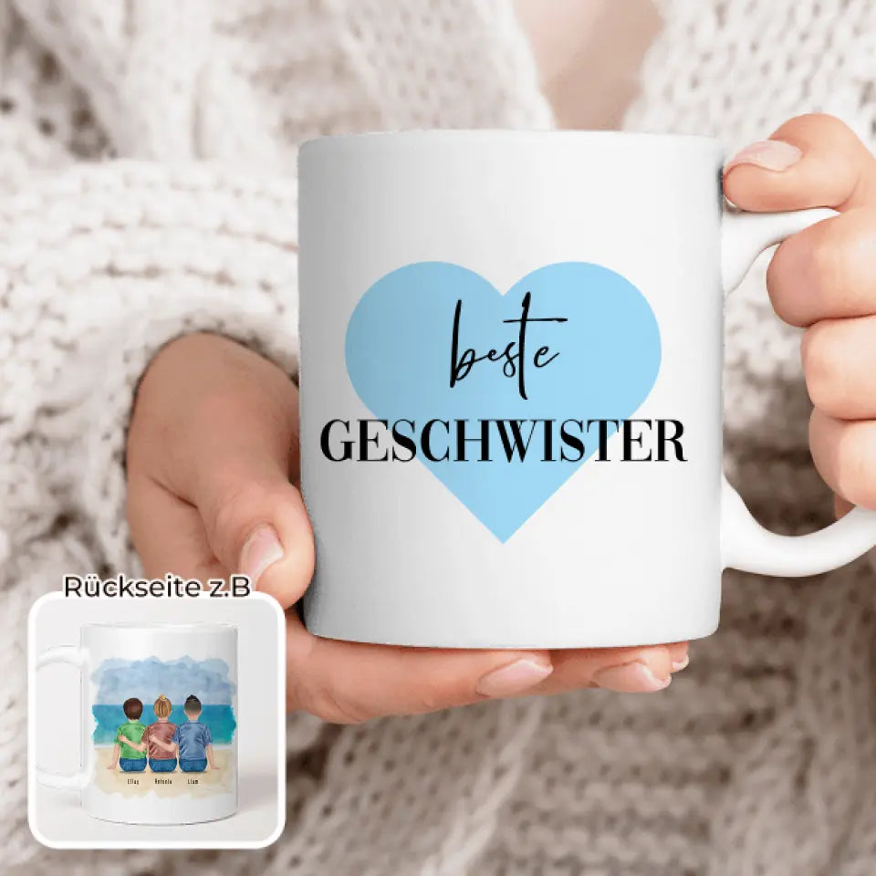 Personalisierte Tasse - Beste Geschwister (3 Kinder)