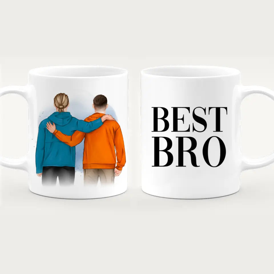 Personalisierte Tasse - 2 männliche Beste Freunde (stehend)