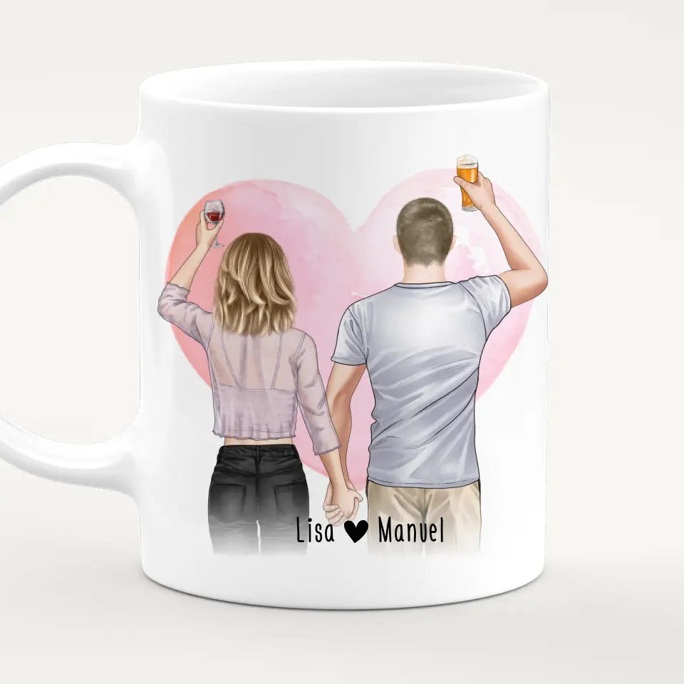 Personalisierte Tasse - Paar/Pärchen/Beste Freunde (1 Frau + 1 Mann stehend)