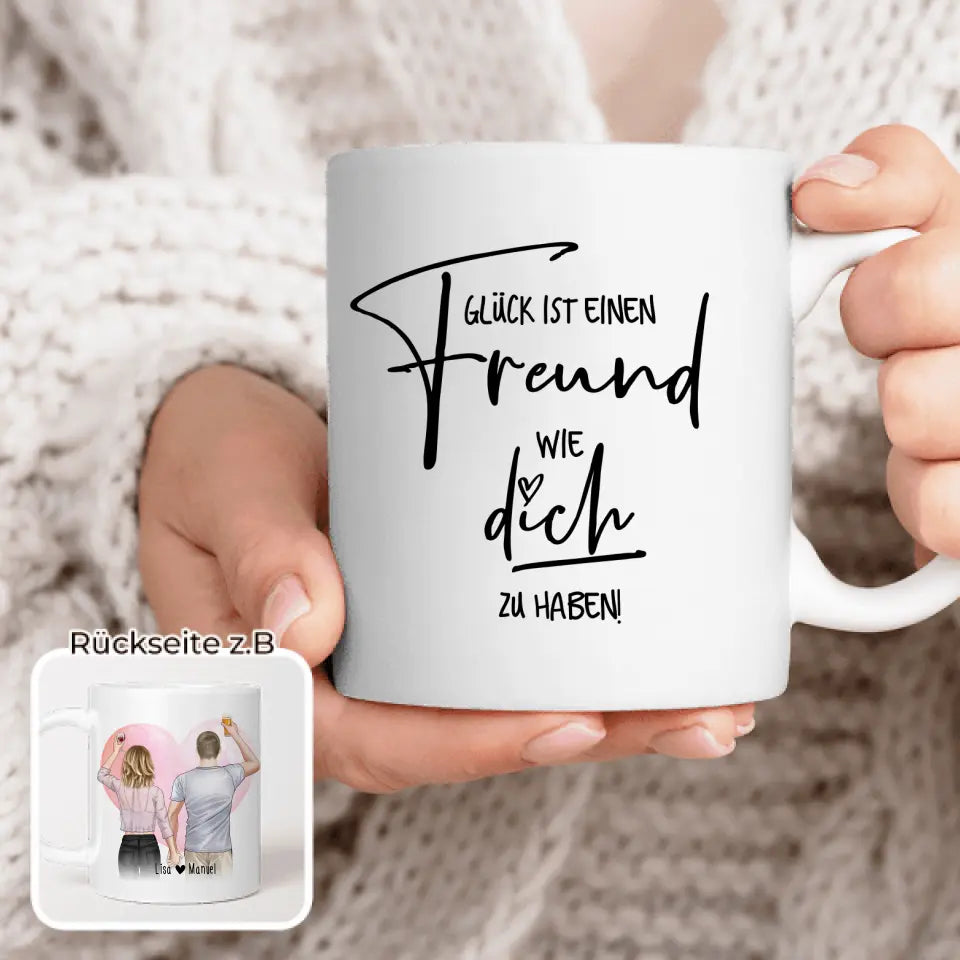 Personalisierte Tasse - Paar/Pärchen/Beste Freunde (1 Frau + 1 Mann stehend)