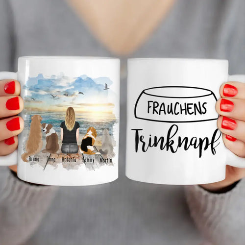 Personalisierte Tasse - 1 Frau/Mann + 1-5 Hunde/Katzen