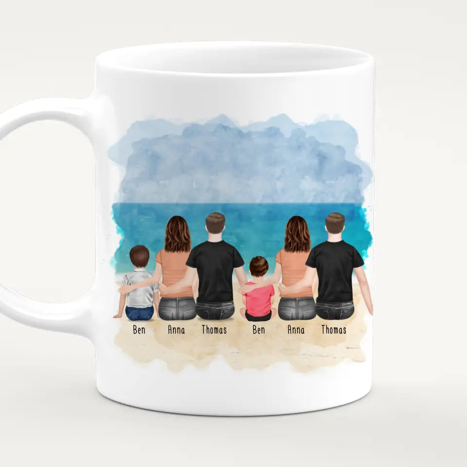 Personalisierte Tasse - 2 Familien mit 1 Kind + 1 Baby