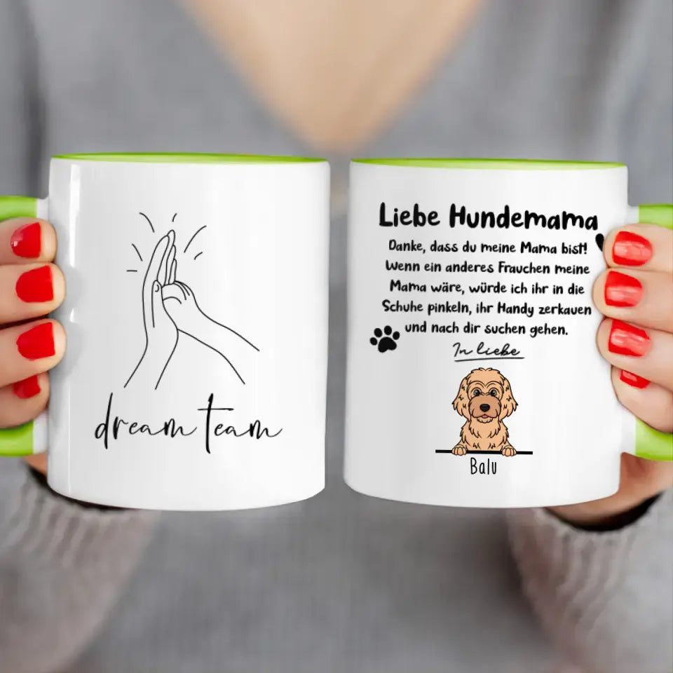 Personalisierte Tasse - Hundemama/Hundepapa (1-6 Hunde) (gezeichnet)