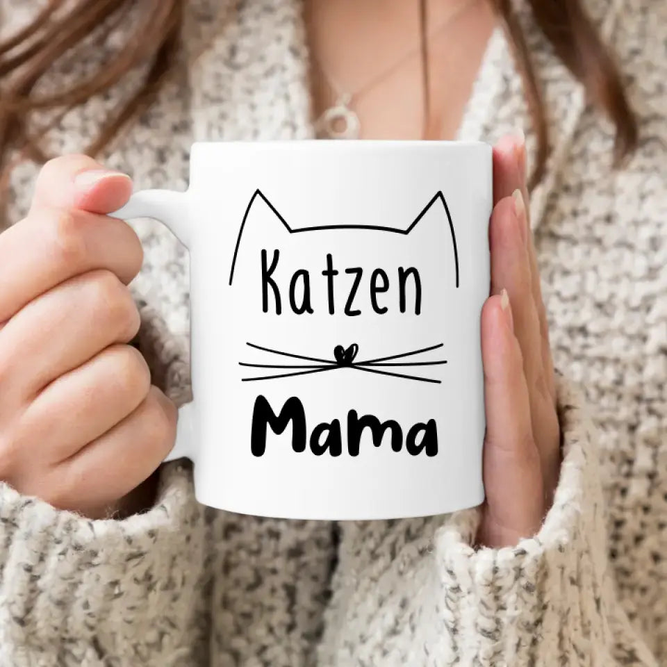 Personalisierte Tasse - Katzenmama/Katzenpapa (1-6 Katzen) (gezeichnet)