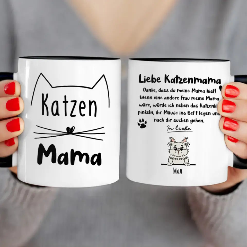 Personalisierte Tasse - Katzenmama/Katzenpapa (1-6 Katzen) (gezeichnet)