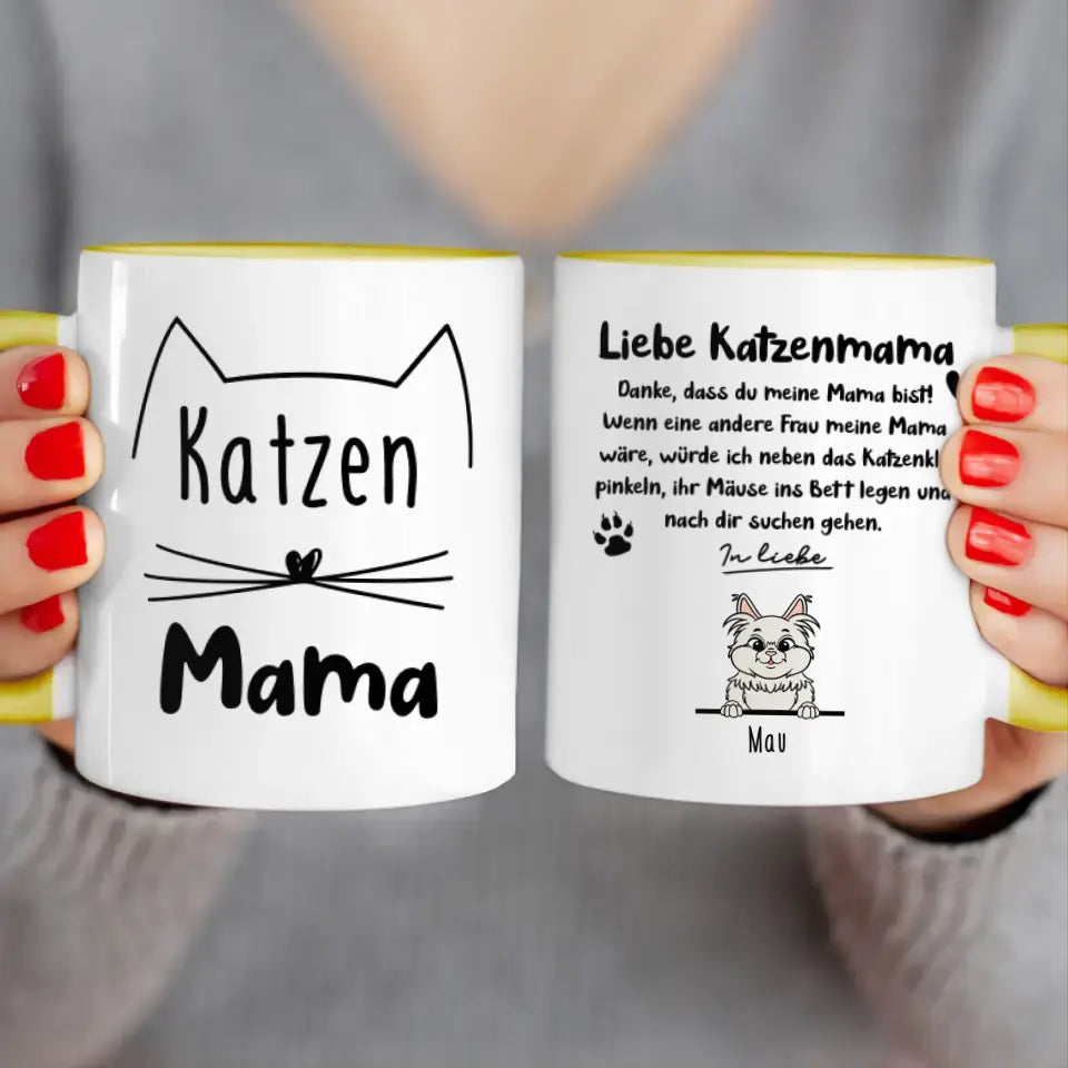 Personalisierte Tasse - Katzenmama/Katzenpapa (1-6 Katzen) (gezeichnet)