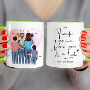 Personalisierte Tasse - Familie (lesbisch/gleichgeschlechtlich) mit 1-4 Kindern