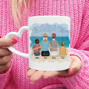 Personalisierte Tasse - 2 Frauen + 1 Kind + 1 Baby