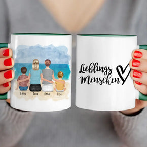 Personalisierte Tasse - 2 Frauen + 1 Kind + 1 Baby