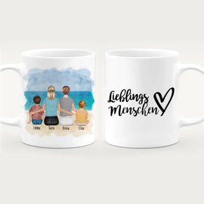 Personalisierte Tasse - 2 Frauen + 1 Kind + 1 Baby