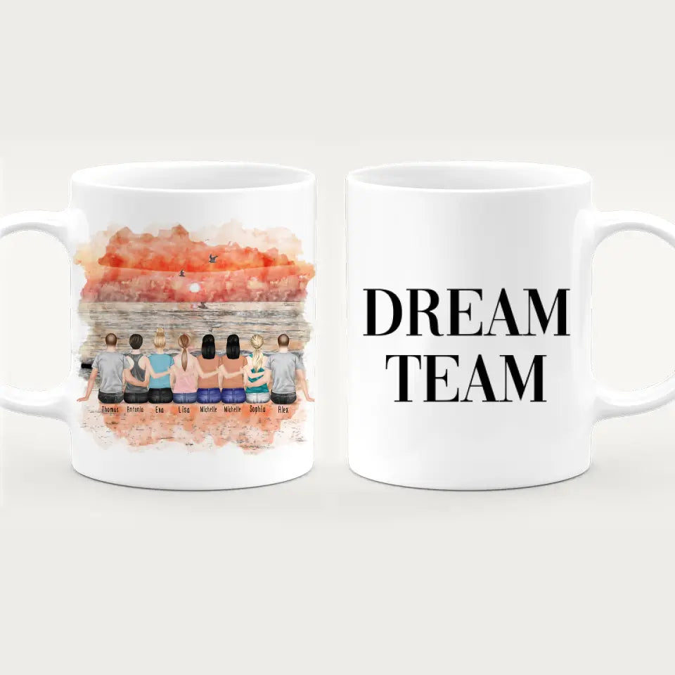 Personalisierte Tasse Beste Freunde (6 Frauen + 2 Männer)