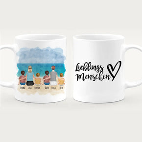 Personalisierte Tasse - 2 Frauen + 2 Kinder + 2 Babys