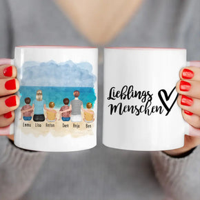 Personalisierte Tasse - 2 Frauen + 2 Kinder + 2 Babys