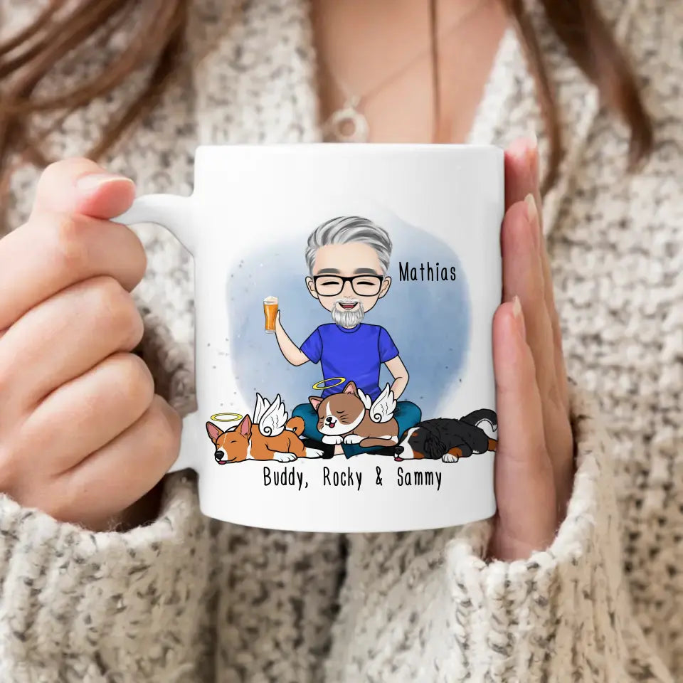 Personalisierte Tasse Hundepapa/Katzenpapa/Tierpapa (1-8 Hunde/Katzen)