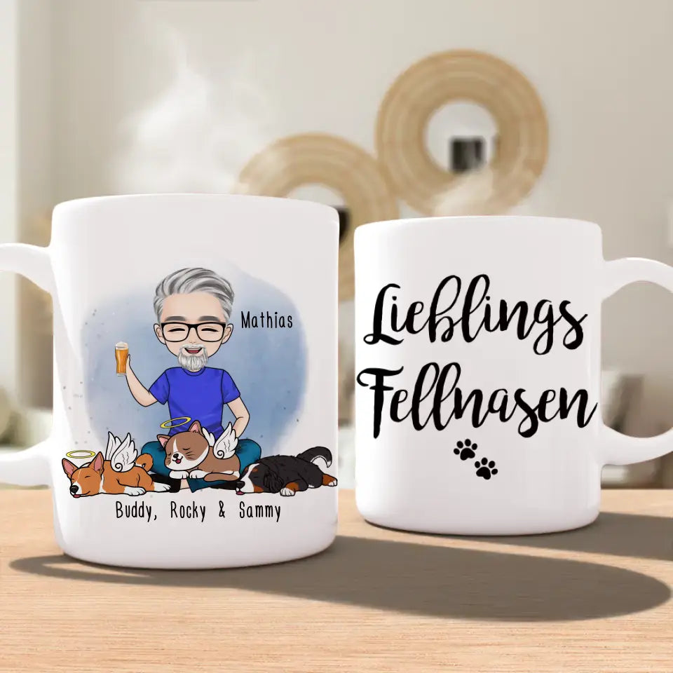 Personalisierte Tasse Hundepapa/Katzenpapa/Tierpapa (1-8 Hunde/Katzen)