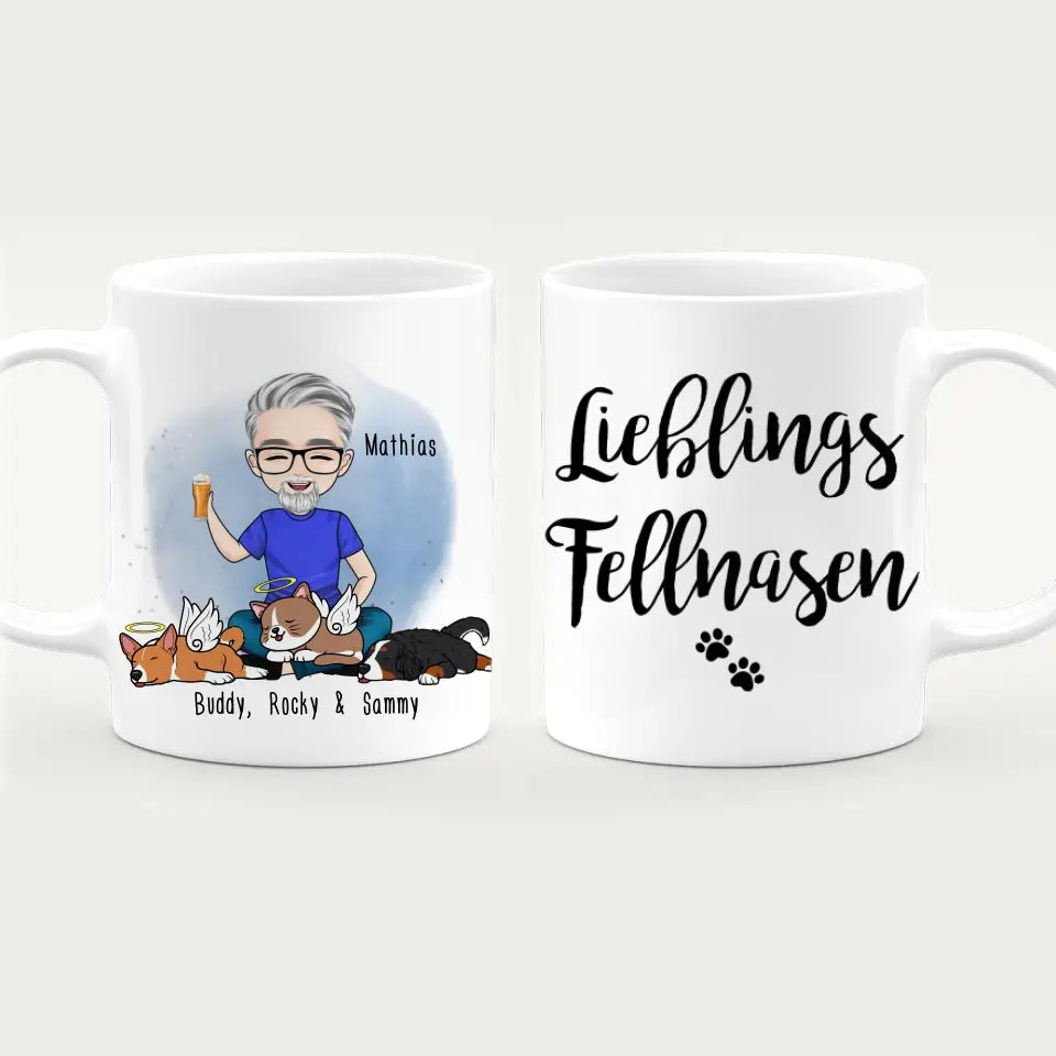 Personalisierte Tasse Hundepapa/Katzenpapa/Tierpapa (1-8 Hunde/Katzen)