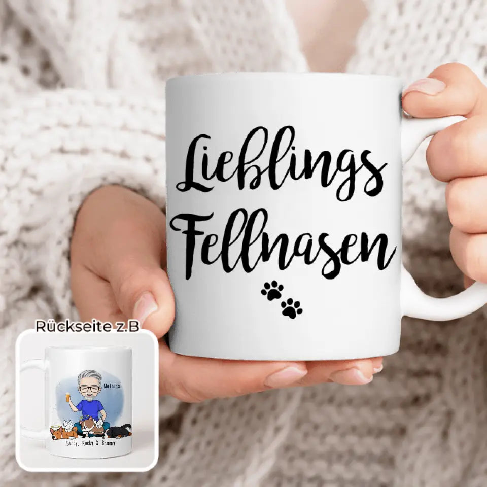 Personalisierte Tasse Hundepapa/Katzenpapa/Tierpapa (1-8 Hunde/Katzen)