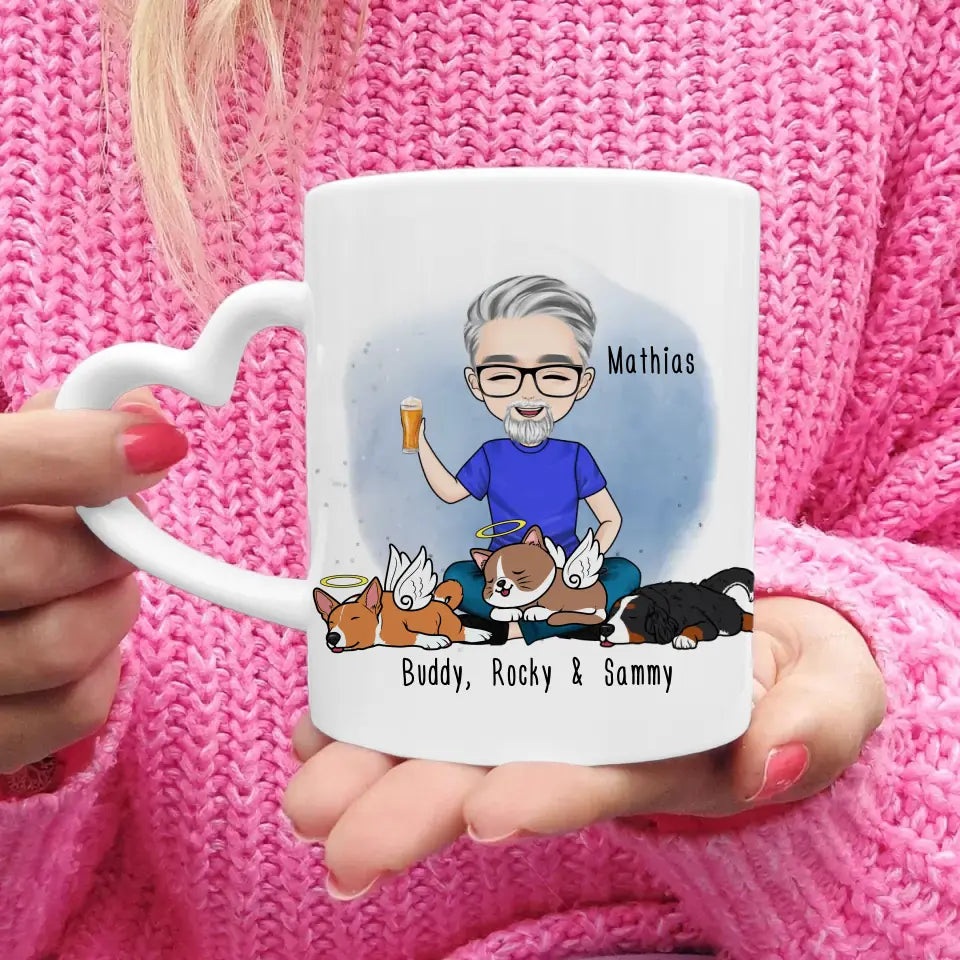 Personalisierte Tasse Hundepapa/Katzenpapa/Tierpapa (1-8 Hunde/Katzen)