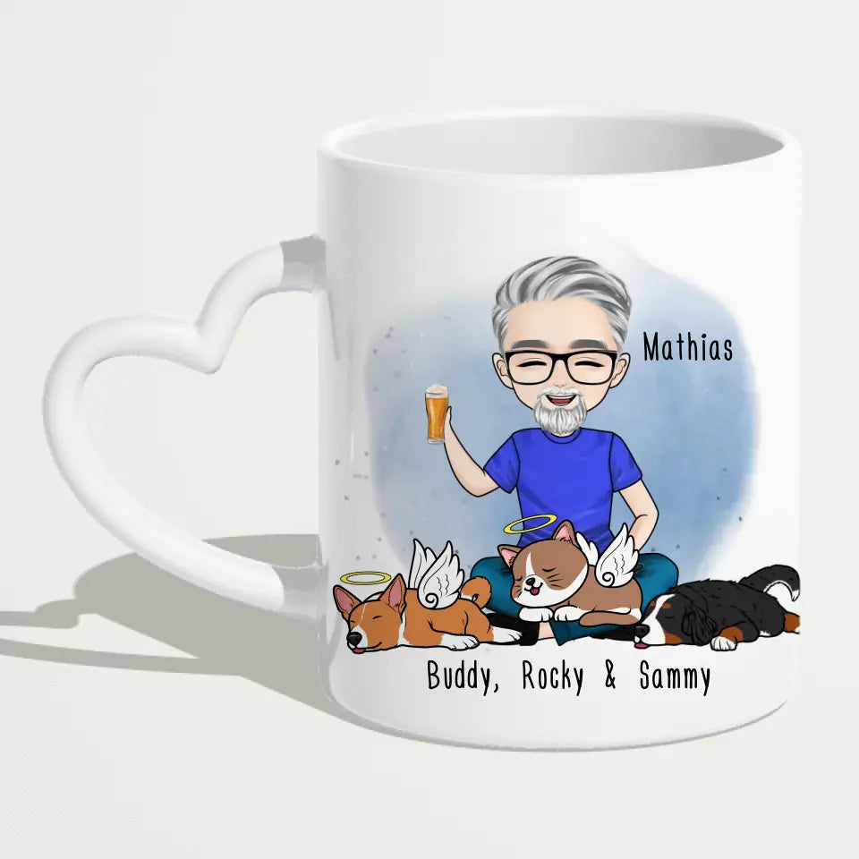 Personalisierte Tasse Hundepapa/Katzenpapa/Tierpapa (1-8 Hunde/Katzen)