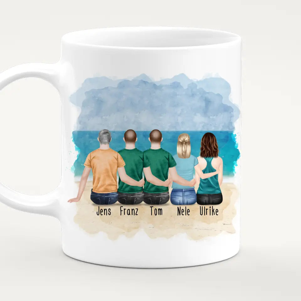 Personalisierte Tasse - 2 Frauen + 3 Männer