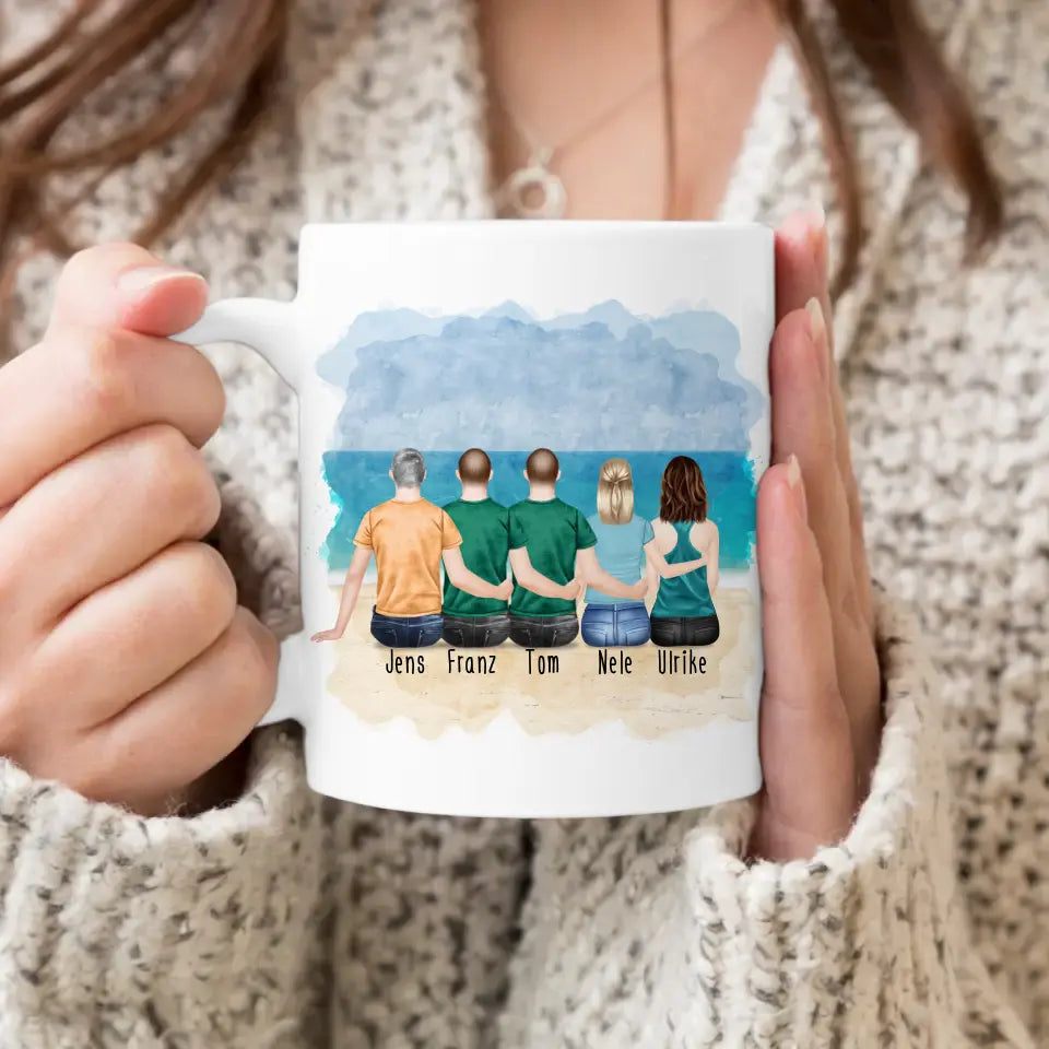 Personalisierte Tasse - 2 Frauen + 3 Männer