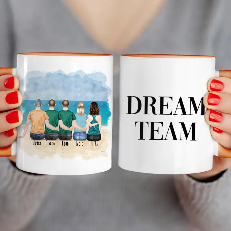 Personalisierte Tasse - 2 Frauen + 3 Männer