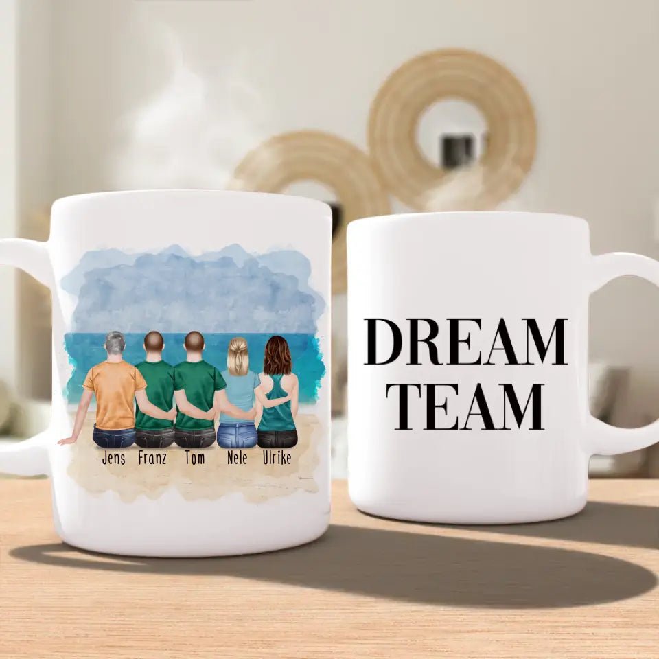 Personalisierte Tasse - 2 Frauen + 3 Männer