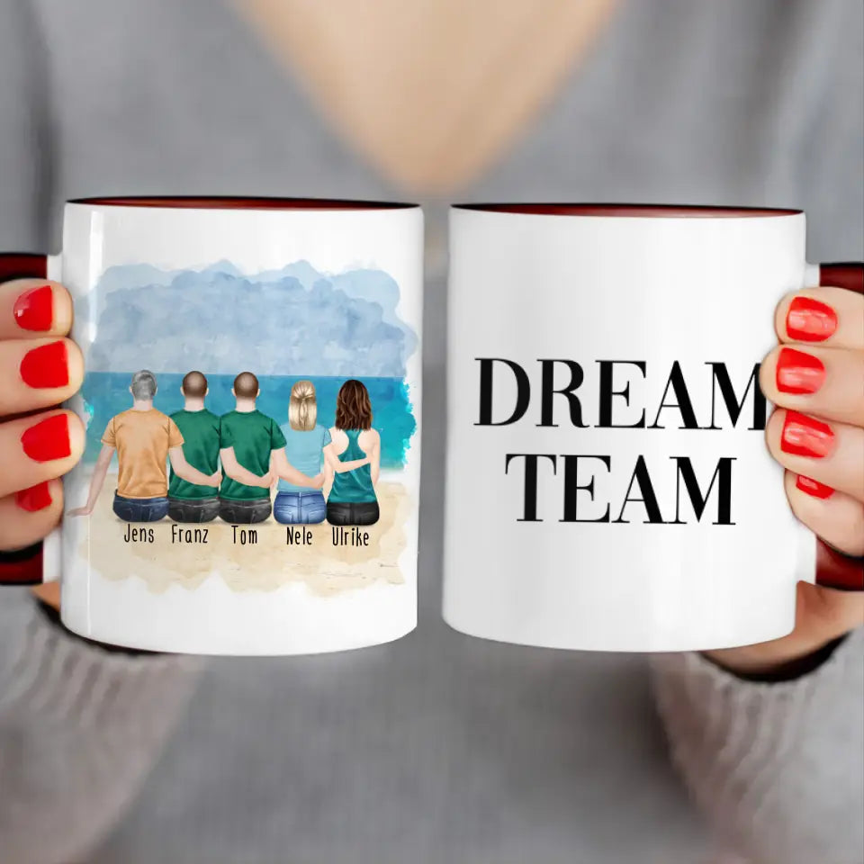 Personalisierte Tasse - 2 Frauen + 3 Männer