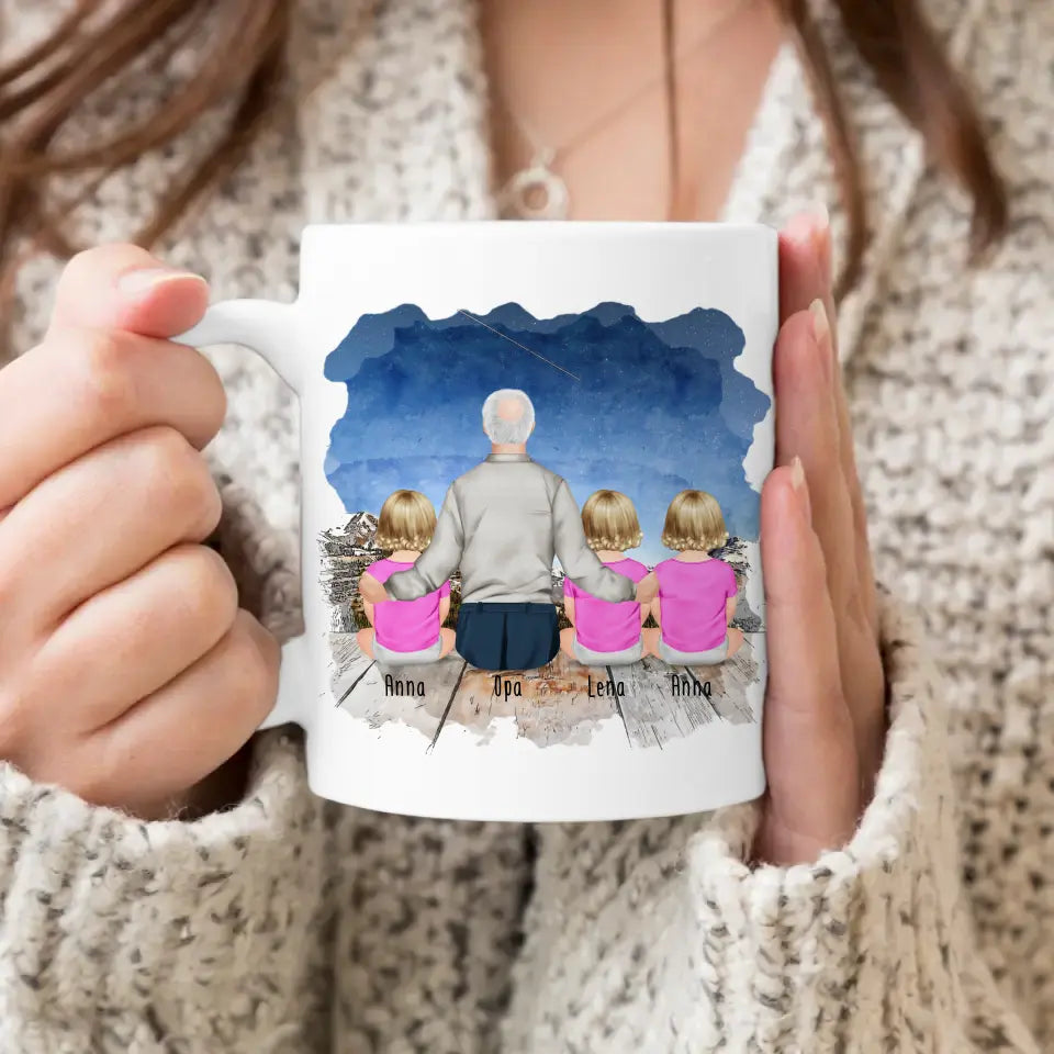 Personalisierte Tasse für Opa (3 Babys + 1 Opa)