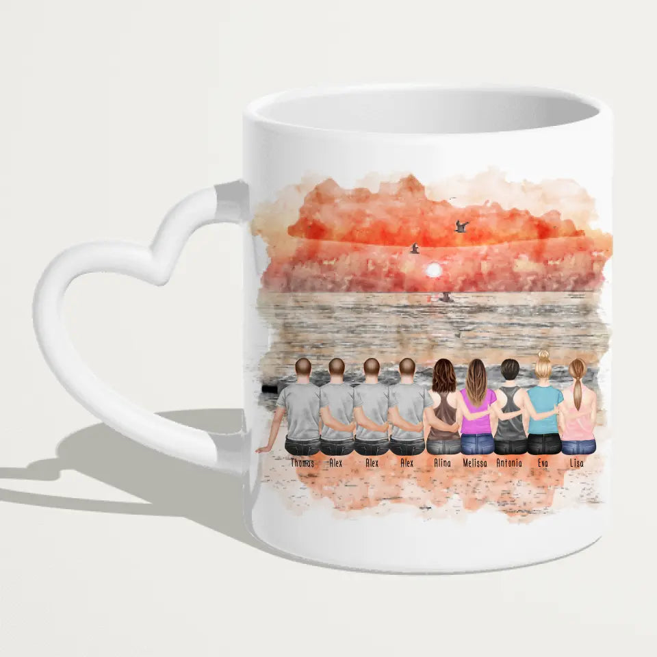 Personalisierte Tasse - Beste Freunde - 5 Frauen + 4 Männer