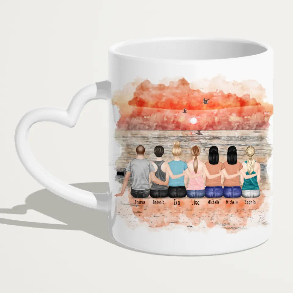 Personalisierte Tasse Beste Freunde (6 Frauen + 1 Mann)