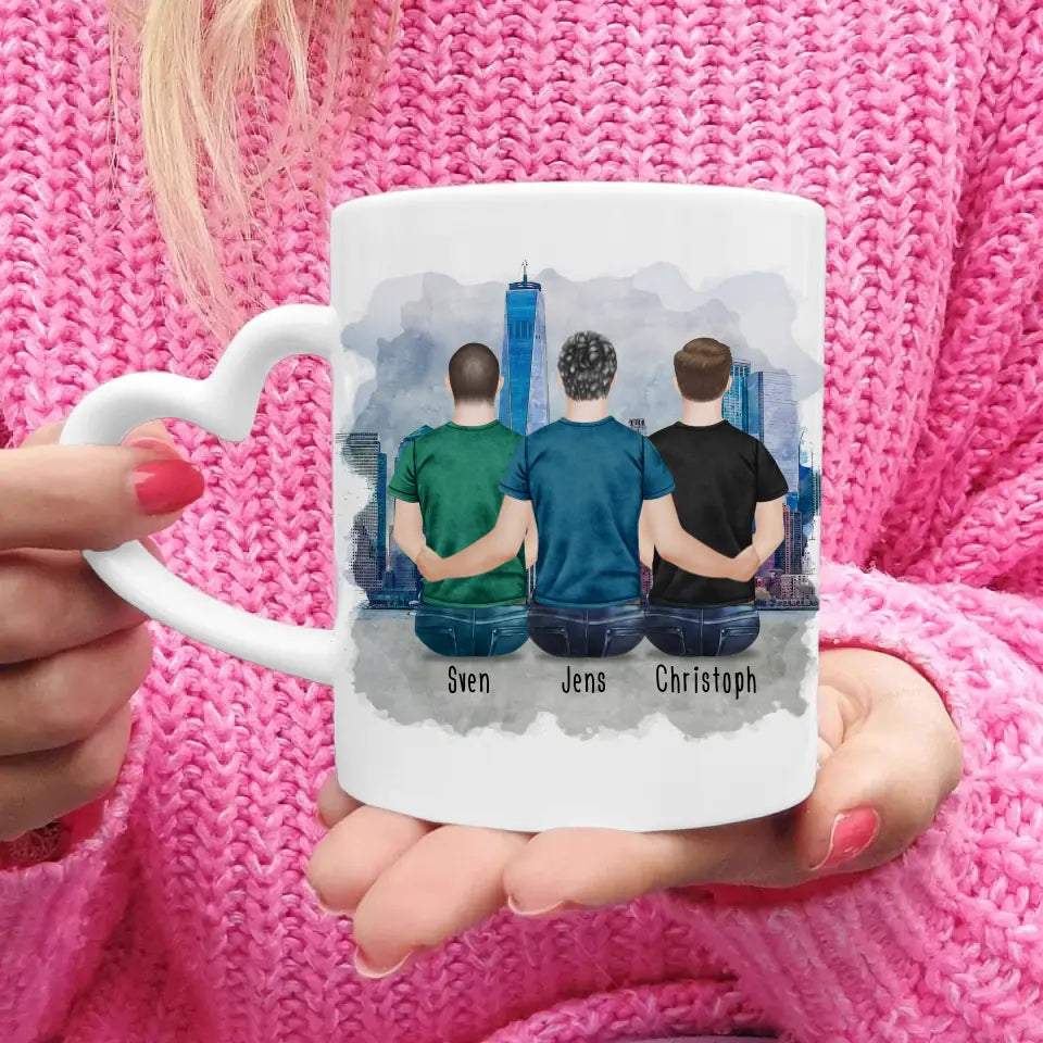 Personalisierte Tasse Kollegen (3 Männer) - Abschiedsgeschenk