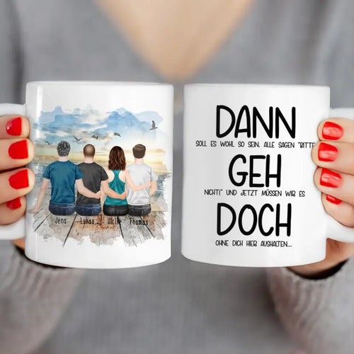 Personalisierte Tasse Kollegen (1 Frau + 3 Männer) - Abschiedsgeschenk