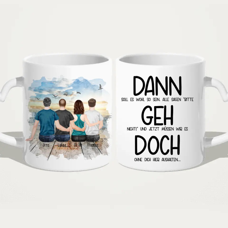 Personalisierte Tasse Kollegen (1 Frau + 3 Männer) - Abschiedsgeschenk