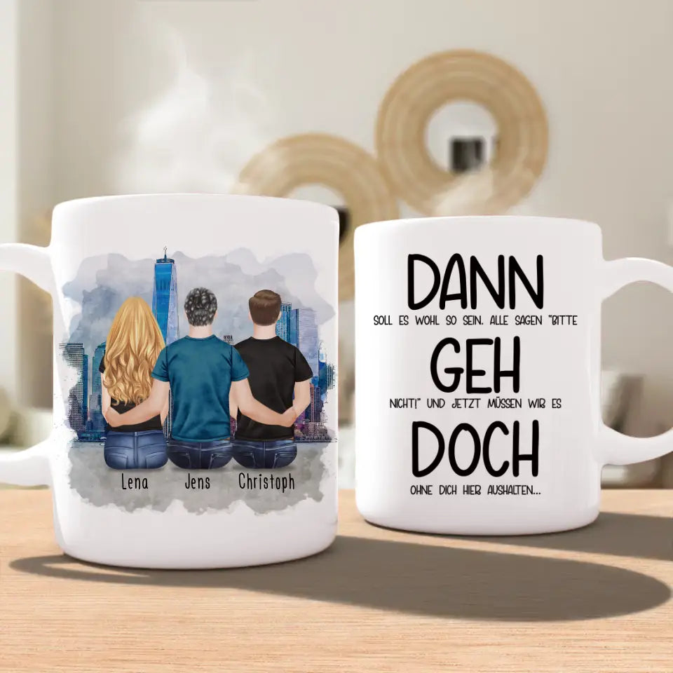 Personalisierte Tasse Kollegen (1 Frau + 2 Männer) - Abschiedsgeschenk