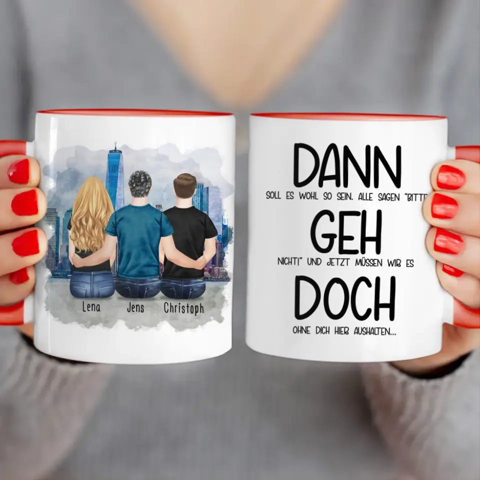 Personalisierte Tasse Kollegen (1 Frau + 2 Männer) - Abschiedsgeschenk