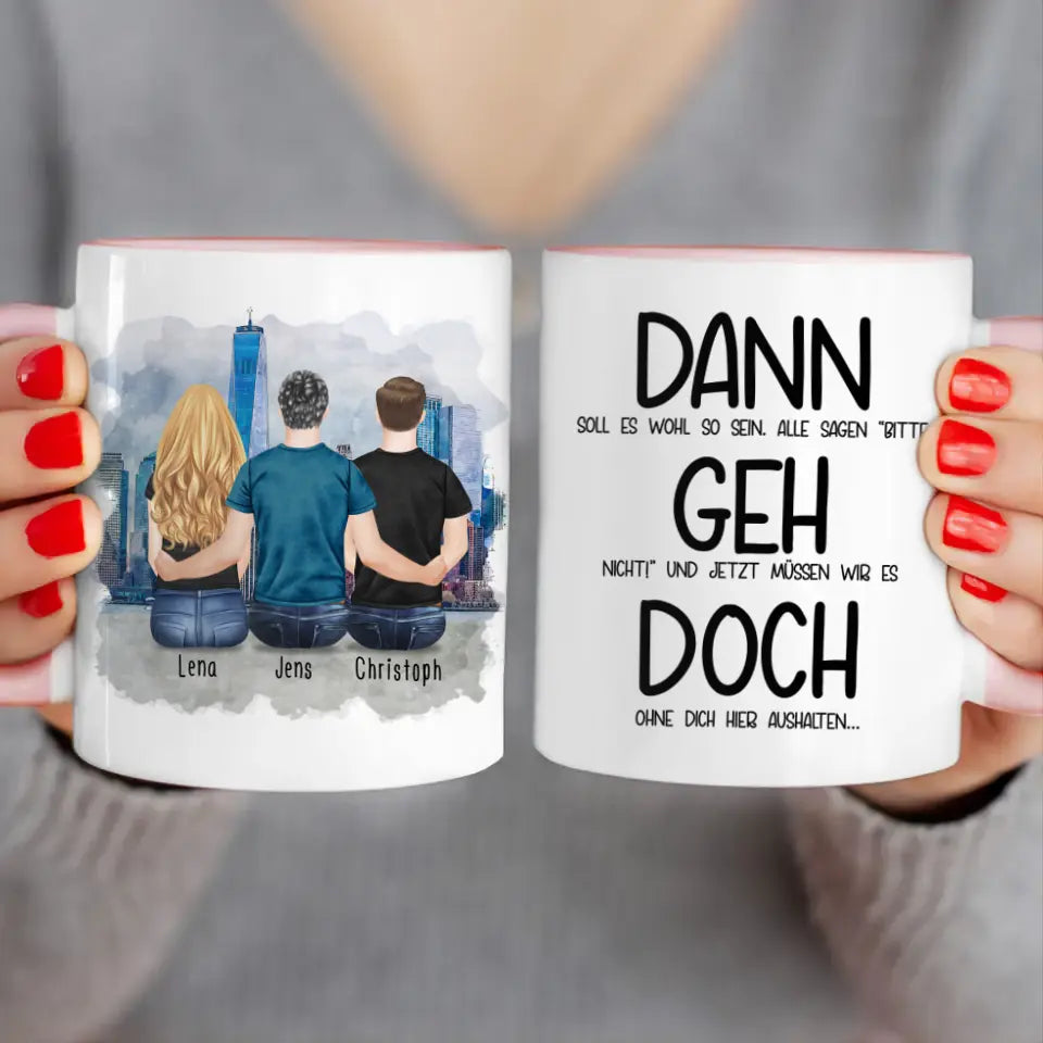 Personalisierte Tasse Kollegen (1 Frau + 2 Männer) - Abschiedsgeschenk